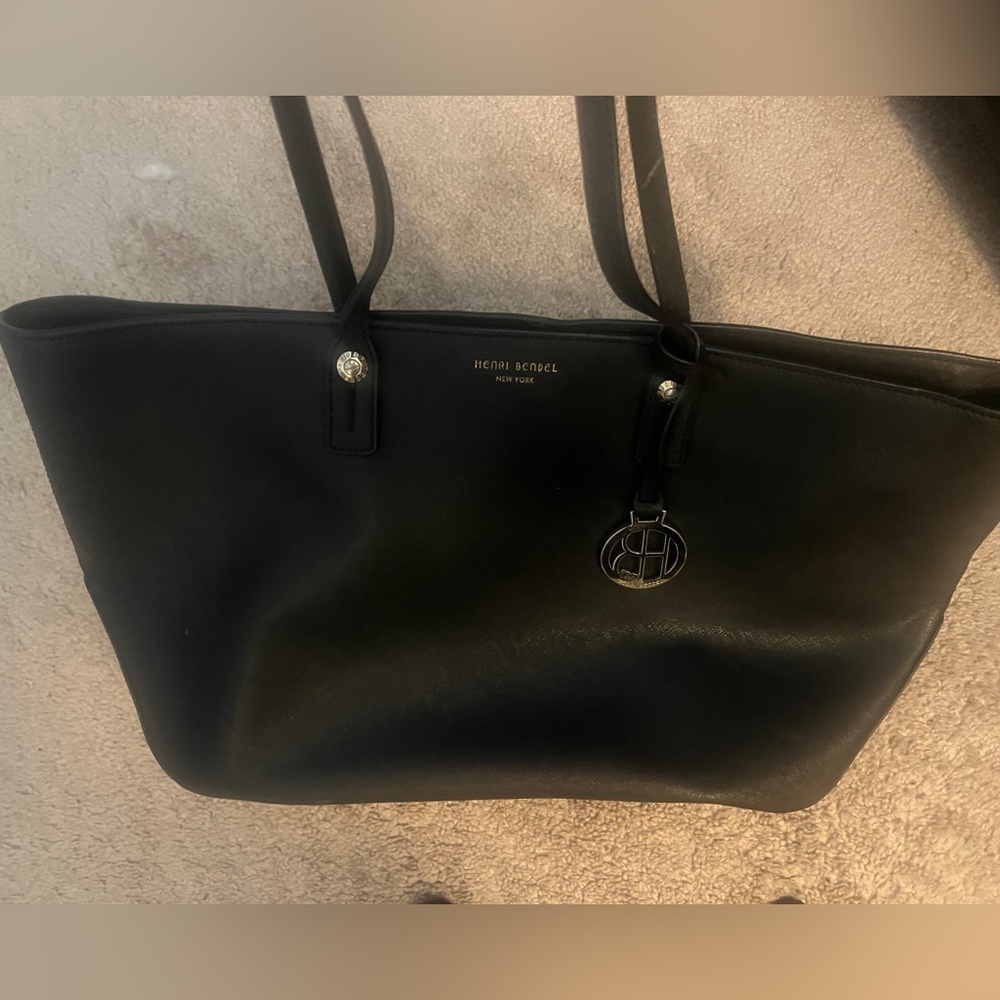 Henri Bendel Black Leather Large Shoulder Tote Bag